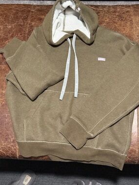 Figs Women’s Olive Hooded Sweatshirt with Branded Drawstrings